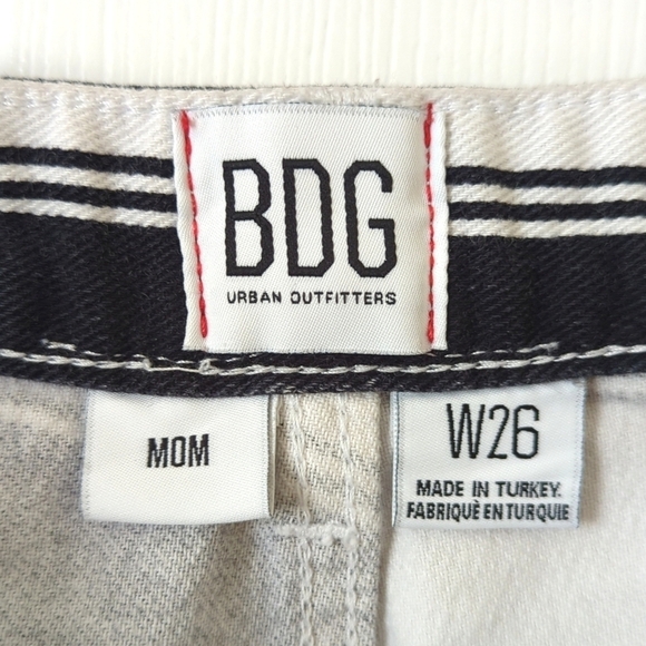 BDG Urban Outfitters Striped High Waisted Tapered Leg Mom Jeans Black White 26 - Picture 8 of 15